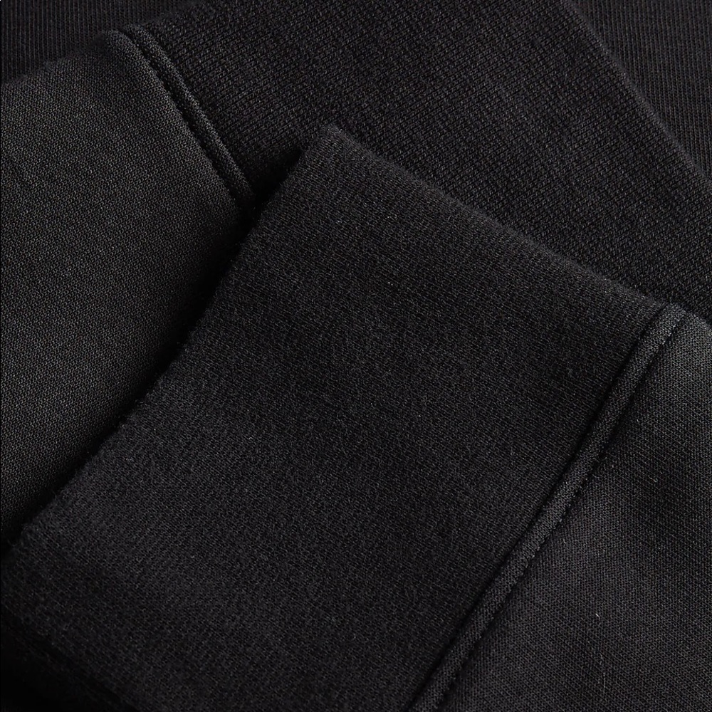 EXPRESS Solid Double Knit Relaxed Hoodie - BLACK - Picture 8 of 9